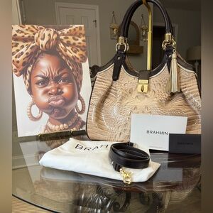 Brahmin Tan and Brown Shoulder Bag